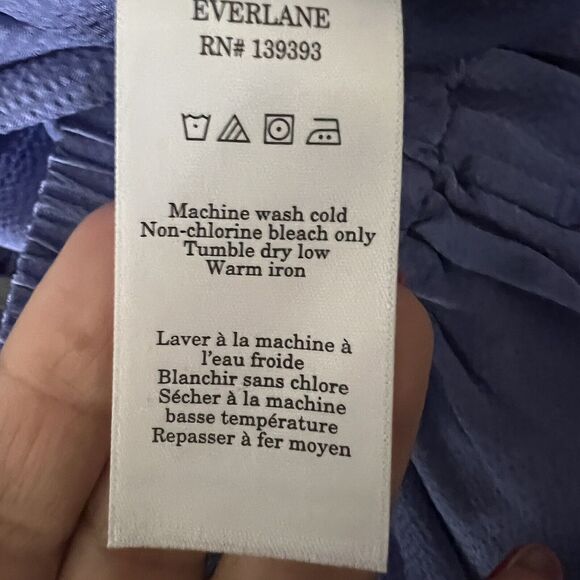 EVERLANE XS The Satin Pull-On Pant Wide Leg Lavender Purple Smocked Travel aa14 - Picture 9 of 10